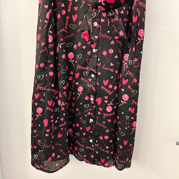 Modcloth Peace and Love Heart Cherry Button Down A-Line Dress Size S - Picture 9 of 9